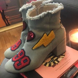 ASOS denim, patchwork booties